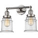 Franklin Restoration Canton 2 Light 6 inch Polished Nickel Bath Vanity Light Wall Light in Seedy Glass, Franklin Restoration