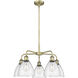 Bristol Glass 5 Light 25.5 inch Antique Brass and Seedy Chandelier Ceiling Light
