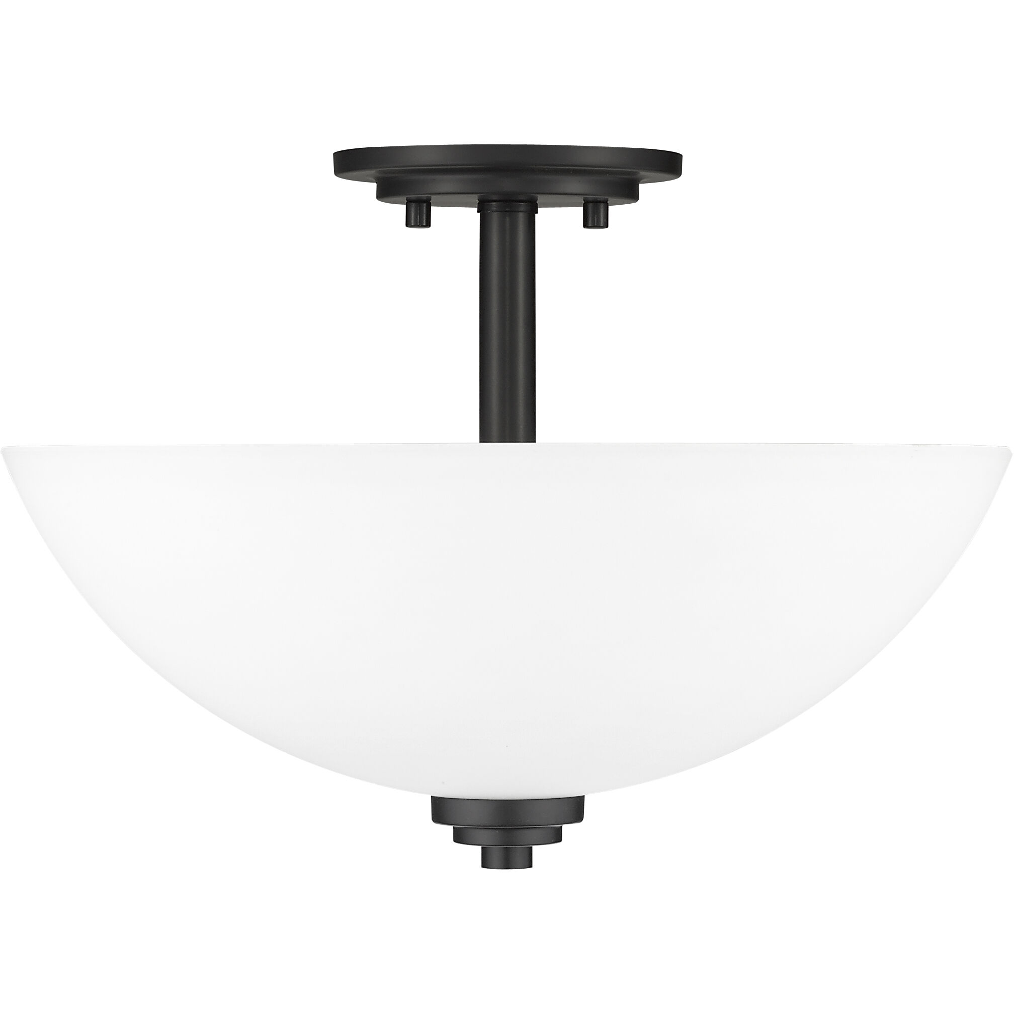 Ashton 3 Light 15.75 inch Matte Black Semi Flush Mount Ceiling Light in 6