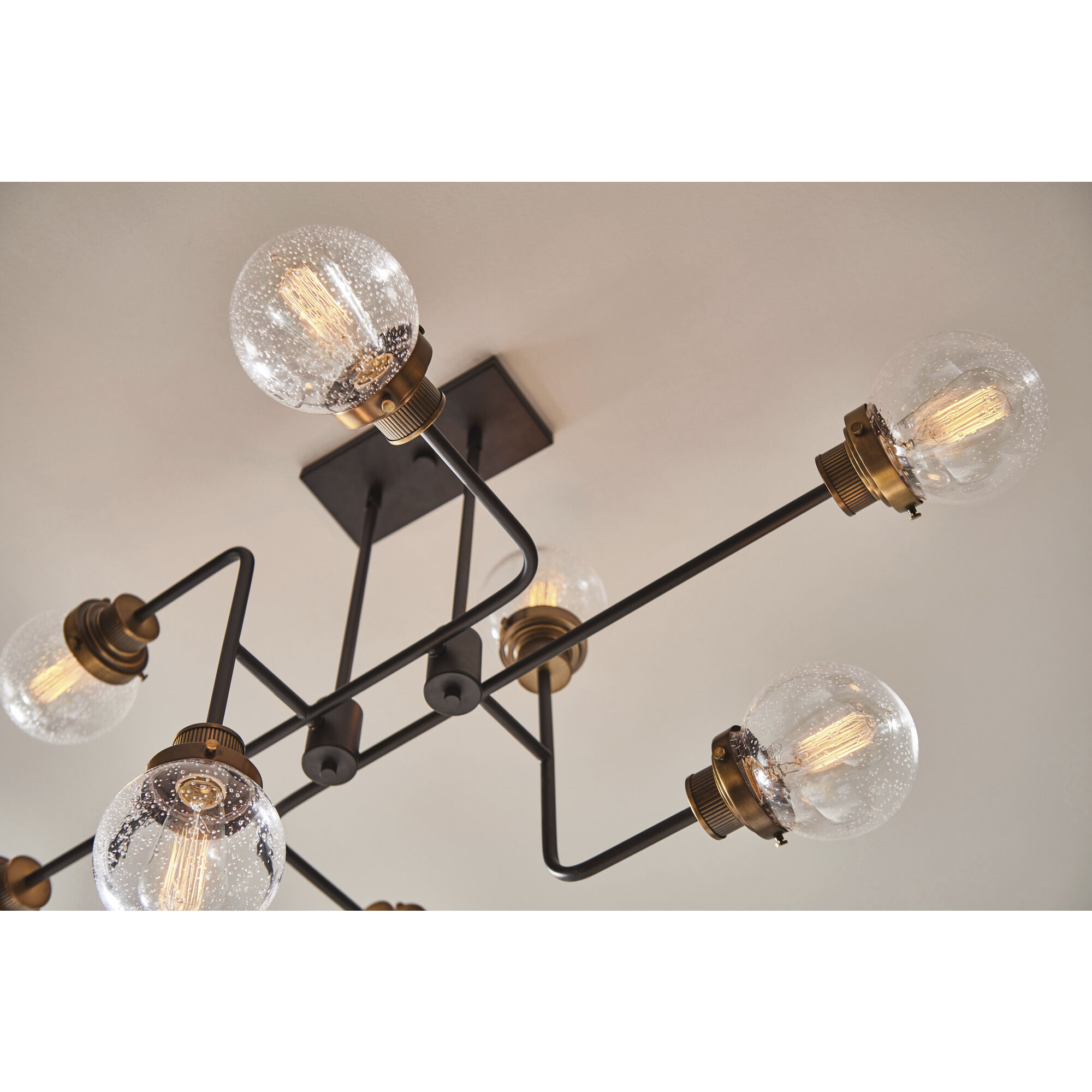 Poppy 8 Light 45 inch Black with Heritage Brass Indoor Linear Chandelier Ceiling Light