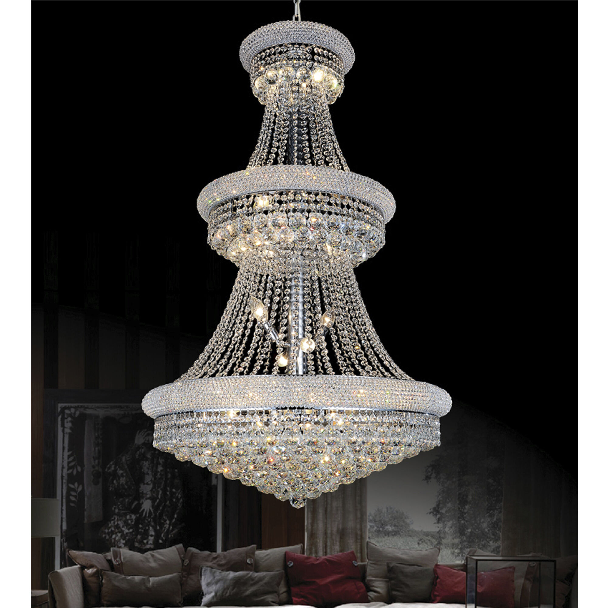 Empire 32 Light 30 inch Chrome Down Chandelier Ceiling Light