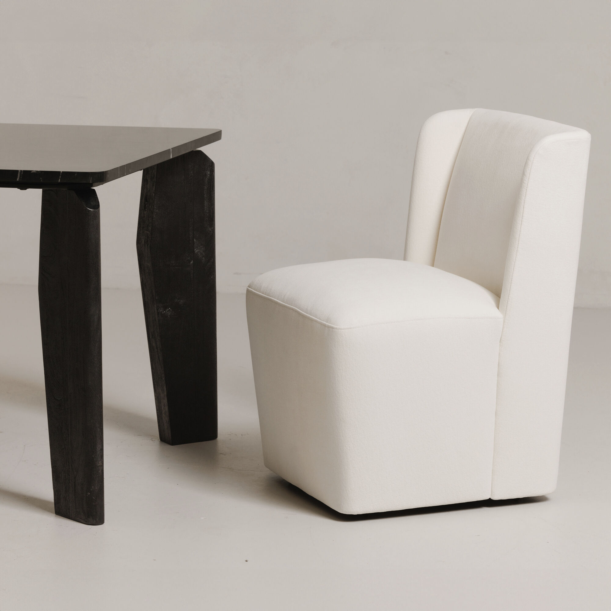 Cormac White Rolling Dining Chair