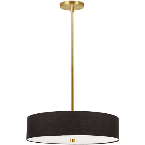 Everly 4 Light 20 inch Aged Brass with Black Pendant Ceiling Light