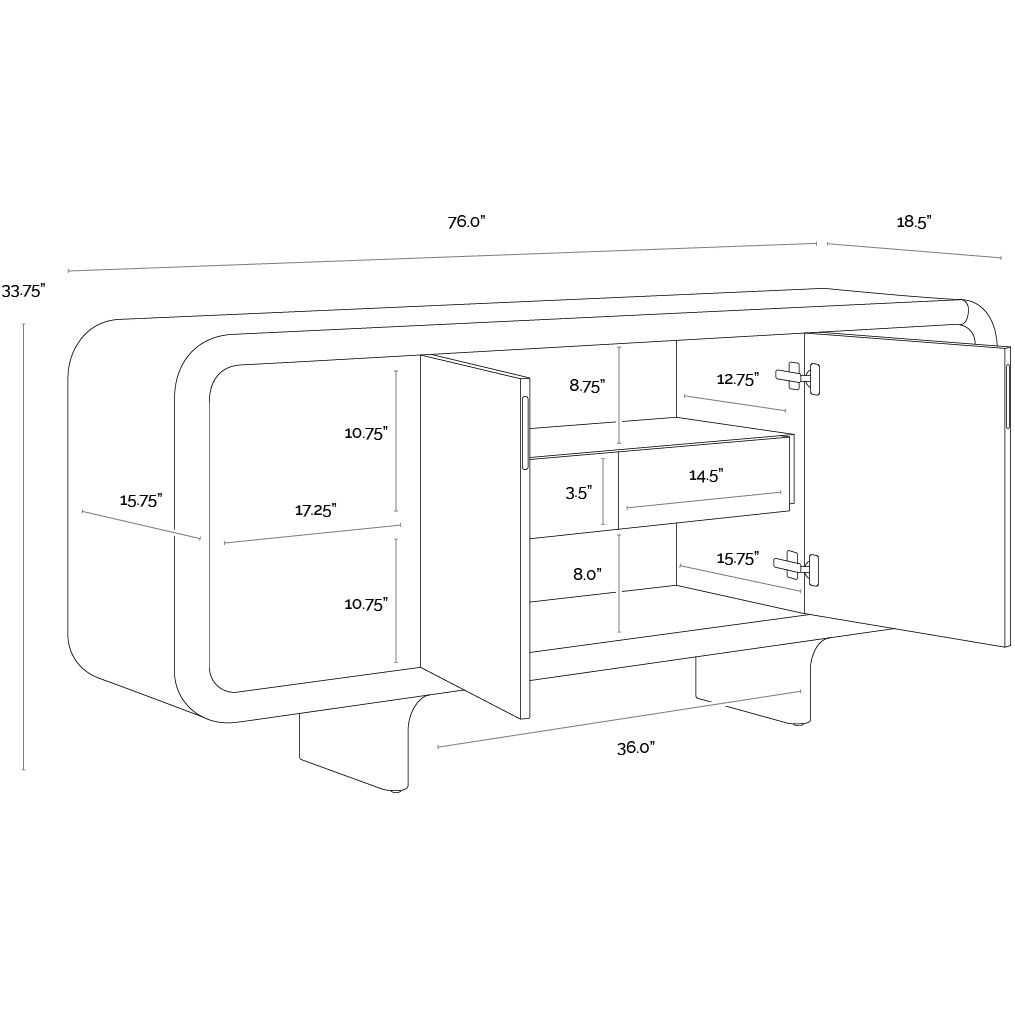 Pascoe 76 X 18.5 inch Charcoal Sideboard