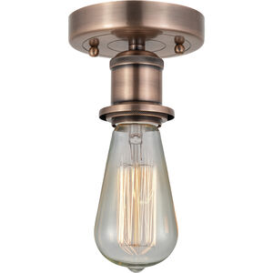 Bare Bulb 1 Light 2 inch Antique Copper Semi-Flush Mount Ceiling Light