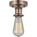 Bare Bulb 1 Light 2 inch Antique Copper Semi-Flush Mount Ceiling Light