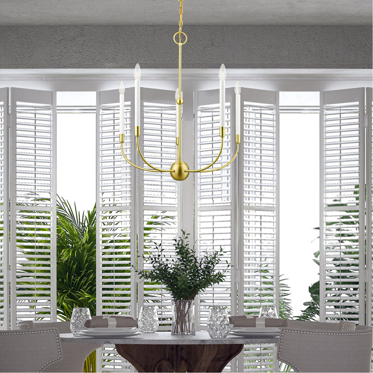 Clairmont 5 Light 24 inch Satin Brass Chandelier Ceiling Light