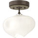 Ume 1 Light 6.3 inch White and Soft Gold Semi-Flush Ceiling Light in Frosted