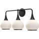 Alora Mood Hazel 3 Light 26.75 inch Matte Black Bath Vanity Light Wall Light in Opal Glass