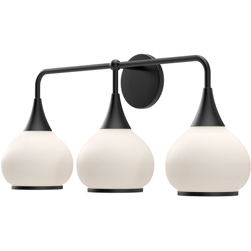 Alora Mood Hazel 3 Light 26.75 inch Matte Black Bath Vanity Light Wall Light in Opal Glass