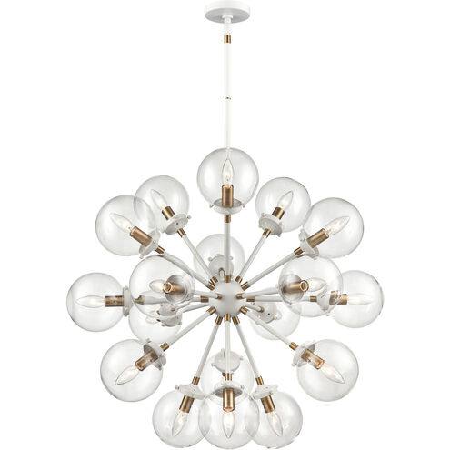 Boudreaux 18 Light 32 inch Matte White with Satin Brass Chandelier Ceiling Light