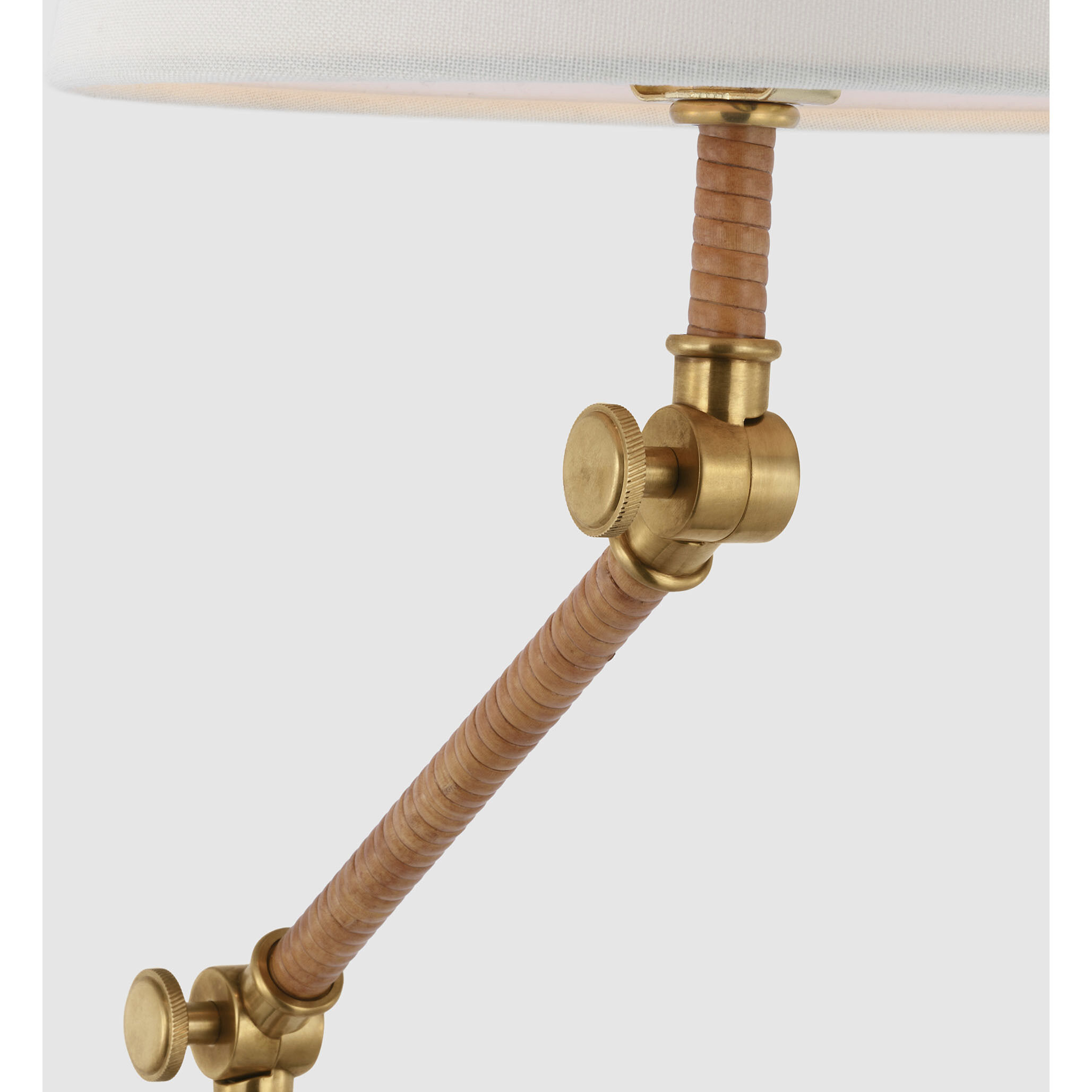 Chapman & Myers Basden 52 inch 15.00 watt Antique-Burnished Brass and Natural Rattan Bridge Arm Floor Lamp Portable Light