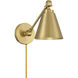 Vintage 2 Light 6 inch Natural Brass Wall Sconce Wall Light