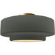 Radiance Collection - Tier LED 14.5 inch Pewter Green and Brushed Brass Semi-Flush Ceiling Light in Dedicated LED, 14.5W x 7.25H, Form+Finish+Function