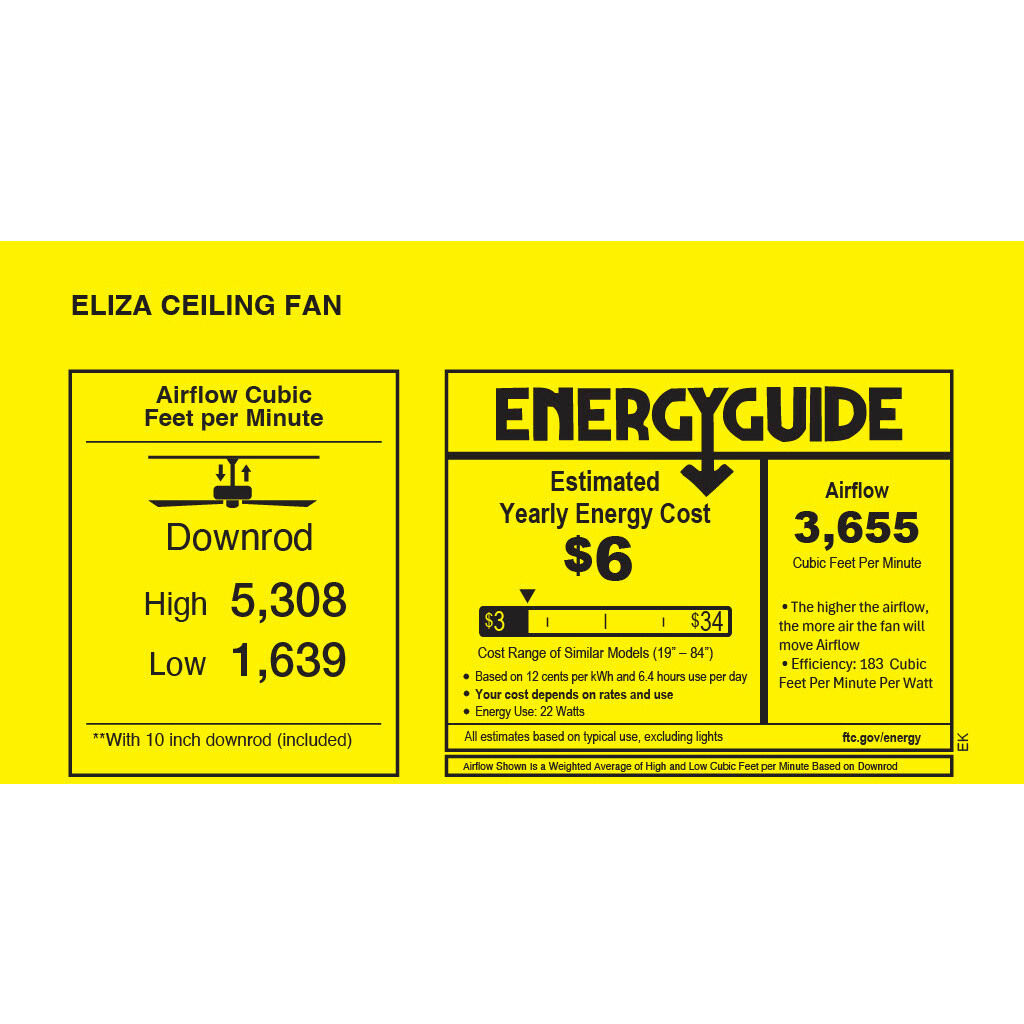 Atlas Eliza 56 inch Gloss White with Old Oak Tone Blades Ceiling Fan, Paddle Fan