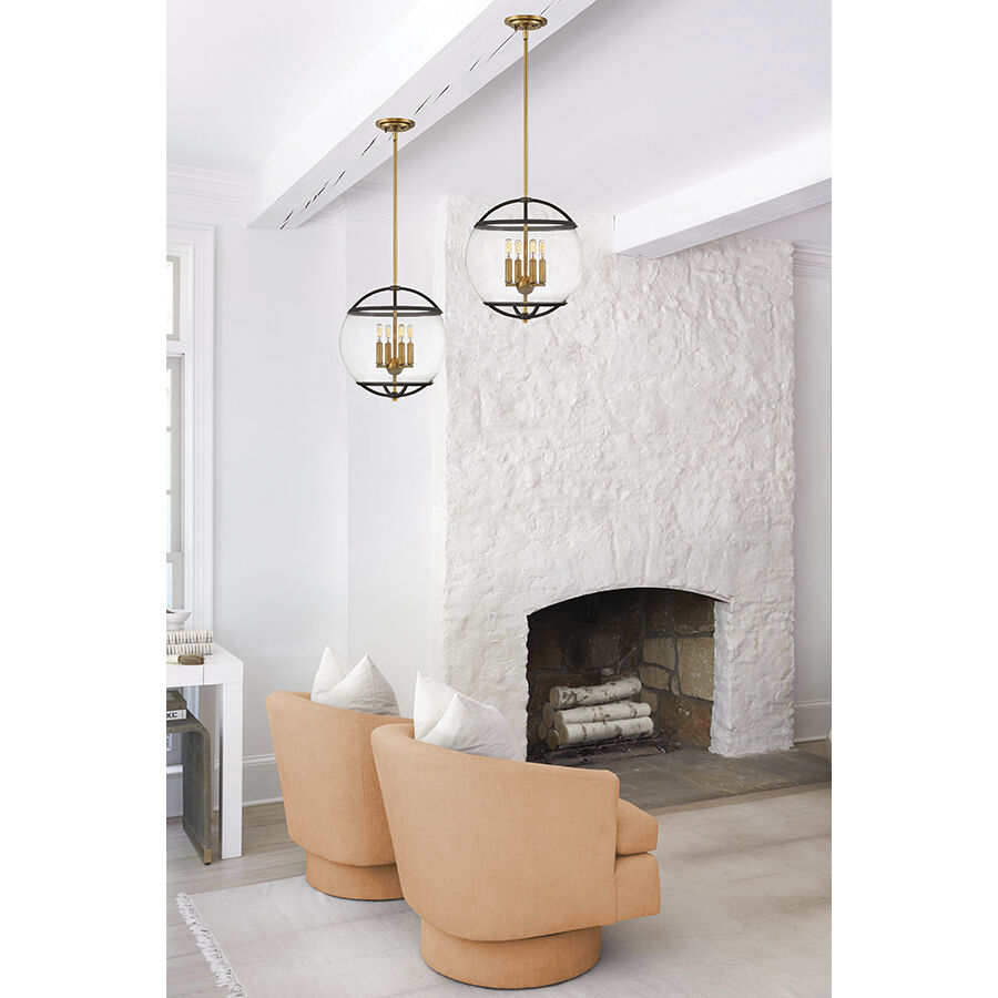 Calvin 4 Light 15 inch Black with Heritage Brass Indoor Pendant Ceiling Light