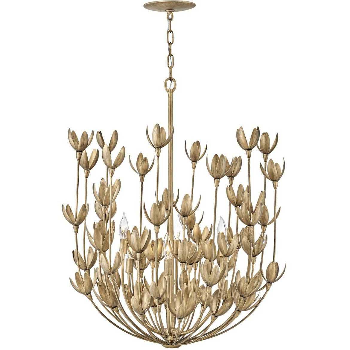 Lisa McDennon Flora 6 Light 26.25 inch Burnished Gold Indoor Chandelier Ceiling Light