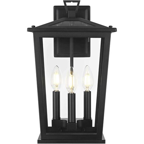 Berks 3 Light 16 inch Black Outdoor Wall Sconce