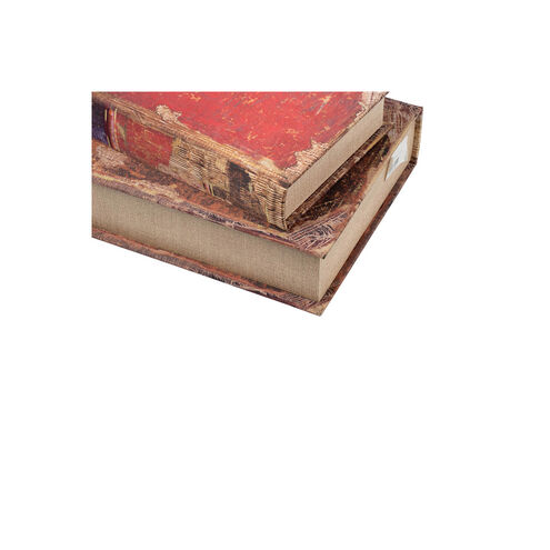 Antique 9 inch Brown and Multi-Color Book Box, Set of 6