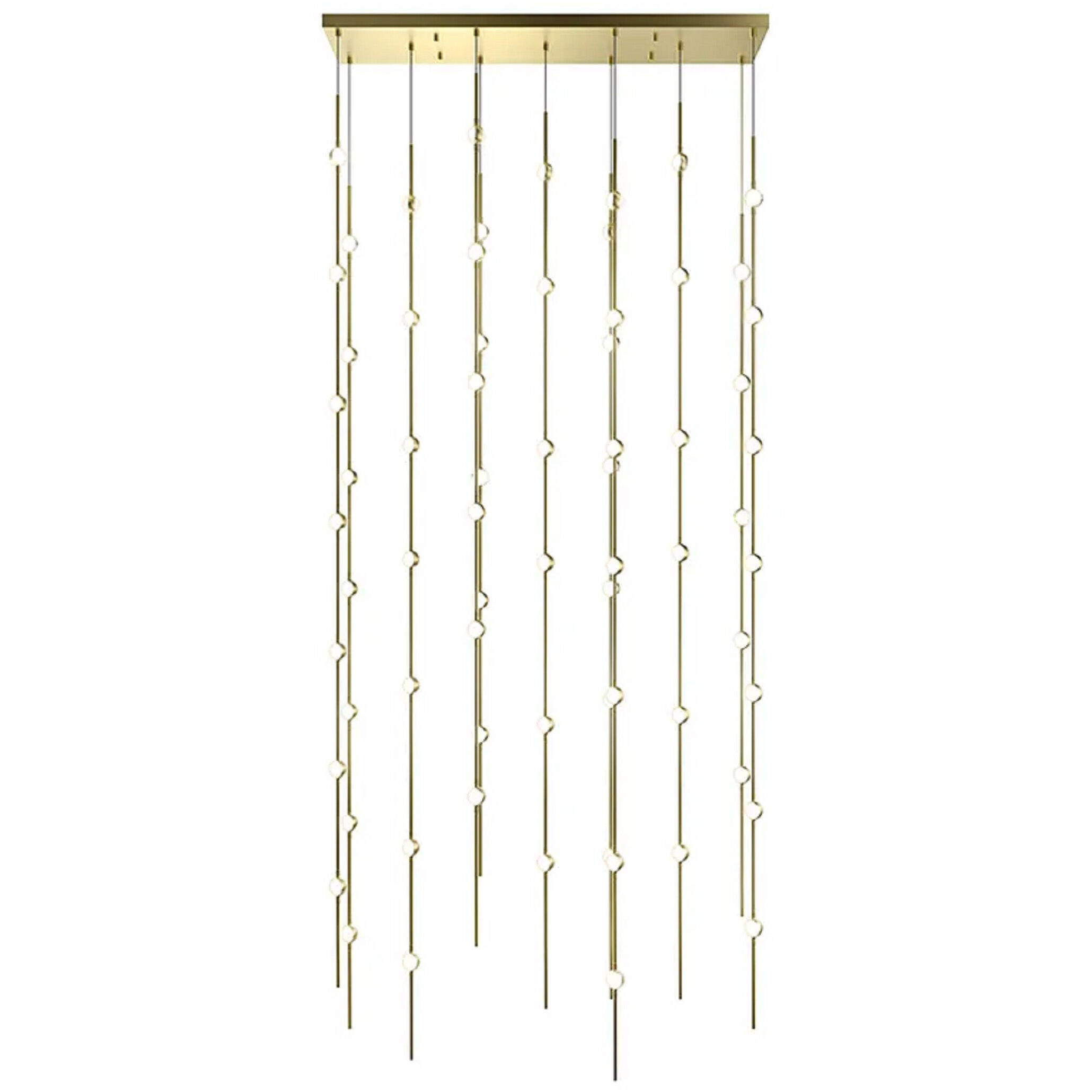 Constellation Andromeda LED 35.5 inch Satin Brass Chandelier Ceiling Light in 3000K, 20 ft. Cord, White Optical Acrylic
