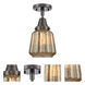 Franklin Restoration Chatham LED 6 inch Oil Rubbed Bronze Flush Mount Ceiling Light in Mercury Glass