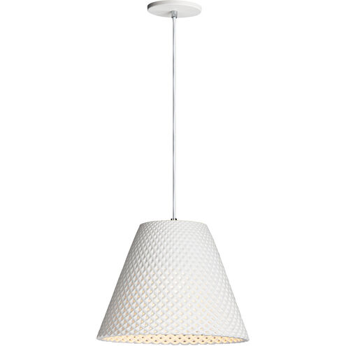 Woven 1 Light 15 inch White Single Pendant Ceiling Light in Gypsum