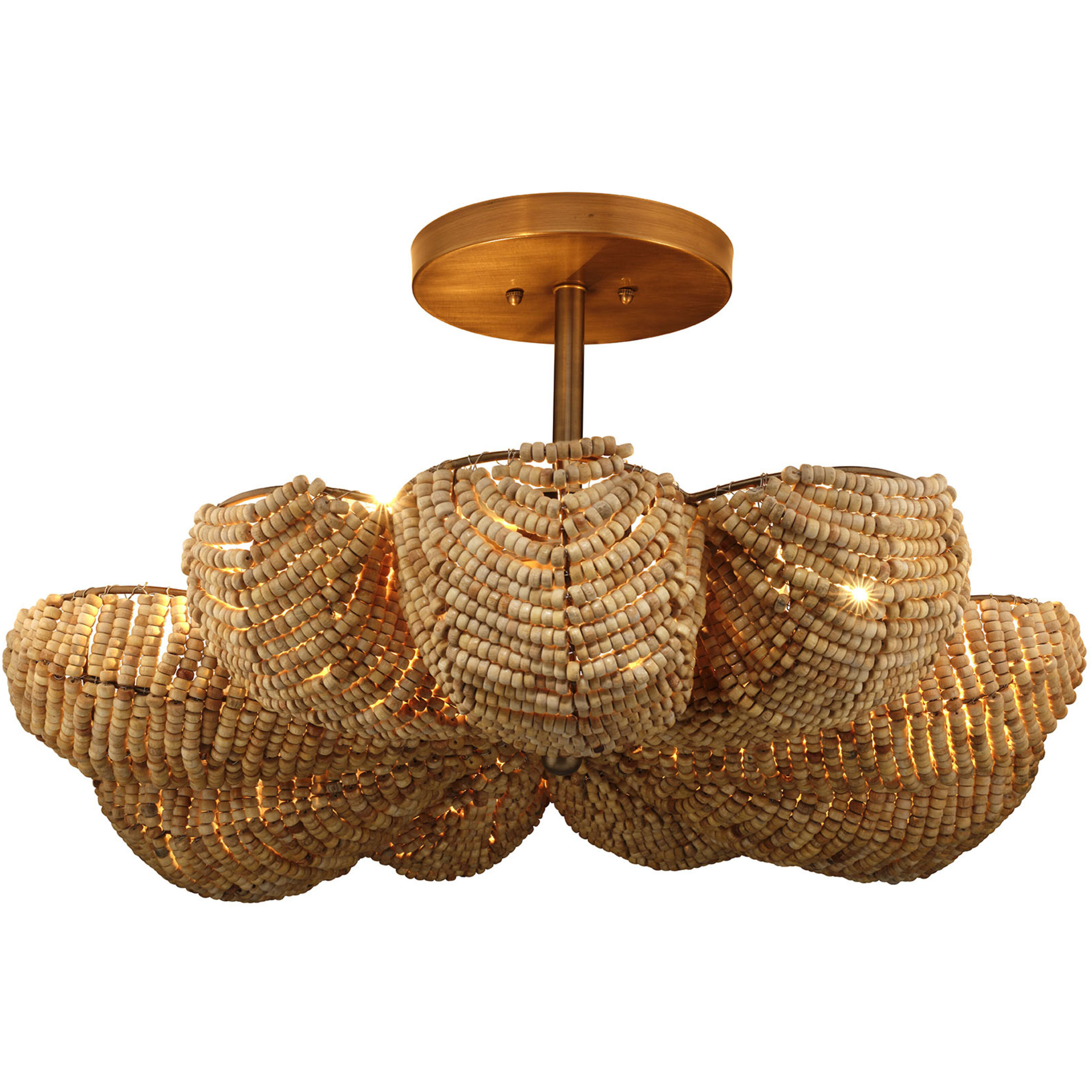 Anguilla 3 Light 26 inch Antique Brass Semi-Flush Mount Ceiling Light, Inline