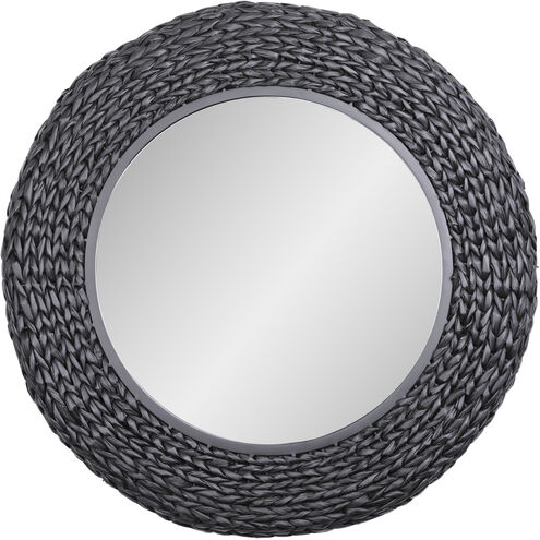 Athena 30.25 inch Matte Black with Black Seagrass Wall Mirror