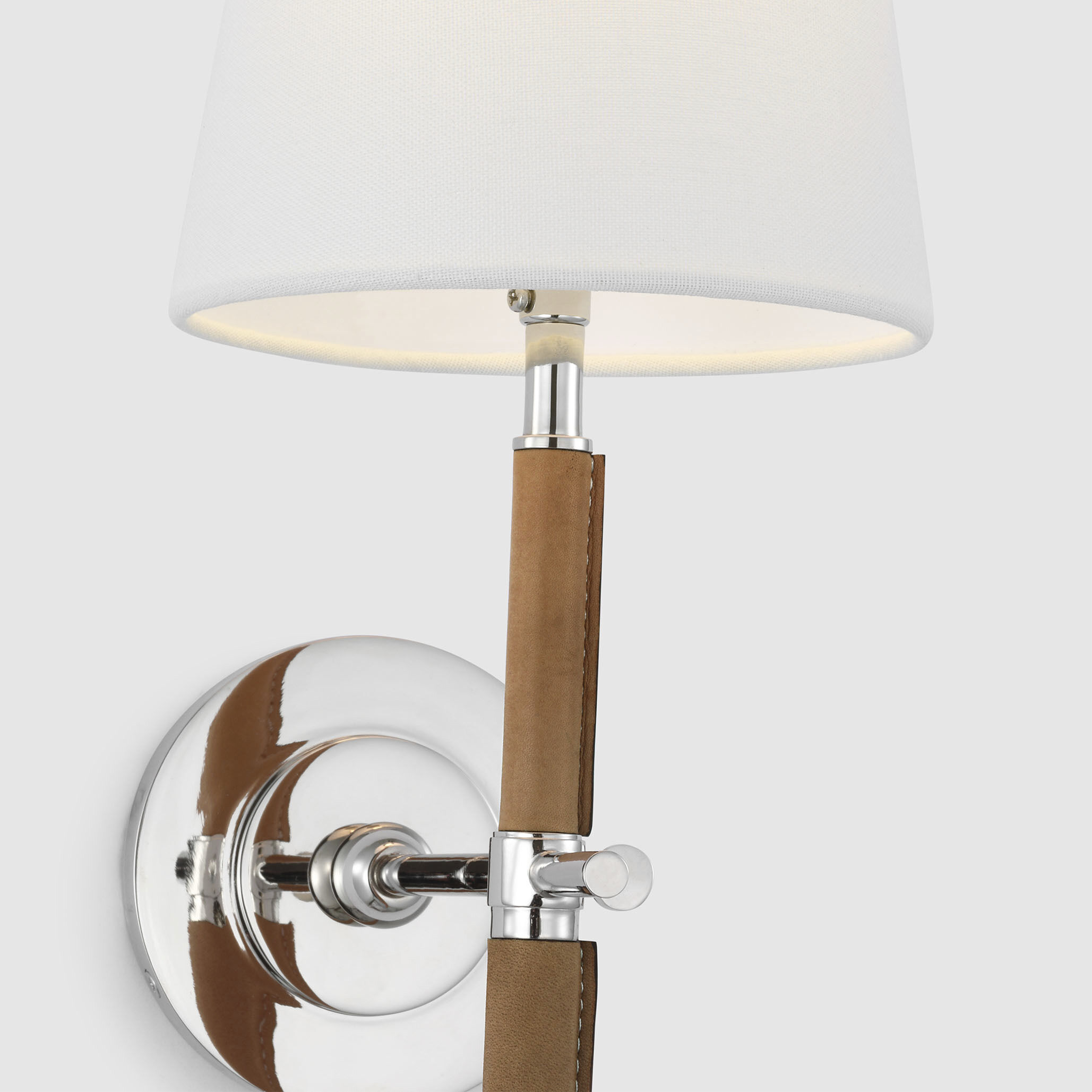 Thomas O'Brien Bryant2 LED 6.5 inch Polished Nickel and Natural Leather Wrapped Tail Sconce Wall Light, Large