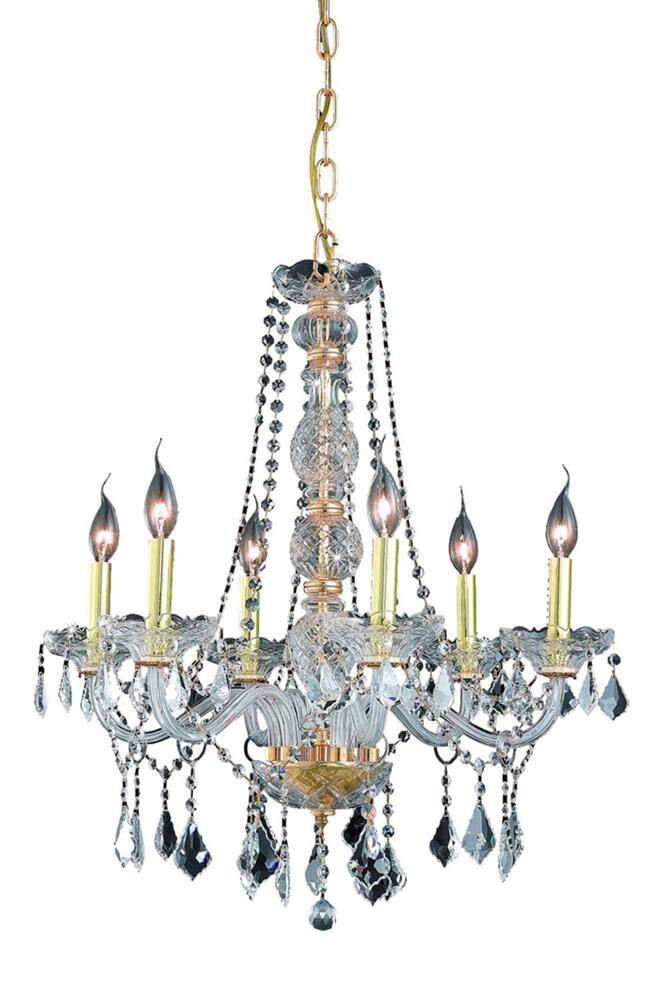 Verona 6 Light 24 inch Gold Dining Chandelier Ceiling Light in Clear, Royal Cut
