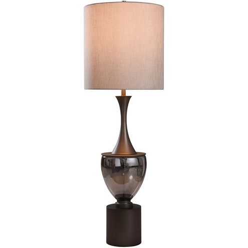 Ward 55 inch 150.00 watt Smoke Finished Glass With Pewter Metal Finish Table Lamp Portable Light