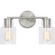 Drew & Jonathan Sayward 2 Light 14.13 inch Brushed Steel Wall Bath Fixture Wall Light