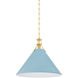 Painted No. 2 1 Light 21 inch Aged Brass/Blue Bird Pendant Ceiling Light