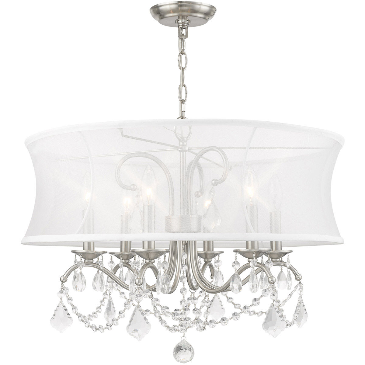 Newcastle 6 Light 24 inch Brushed Nickel Chandelier Ceiling Light