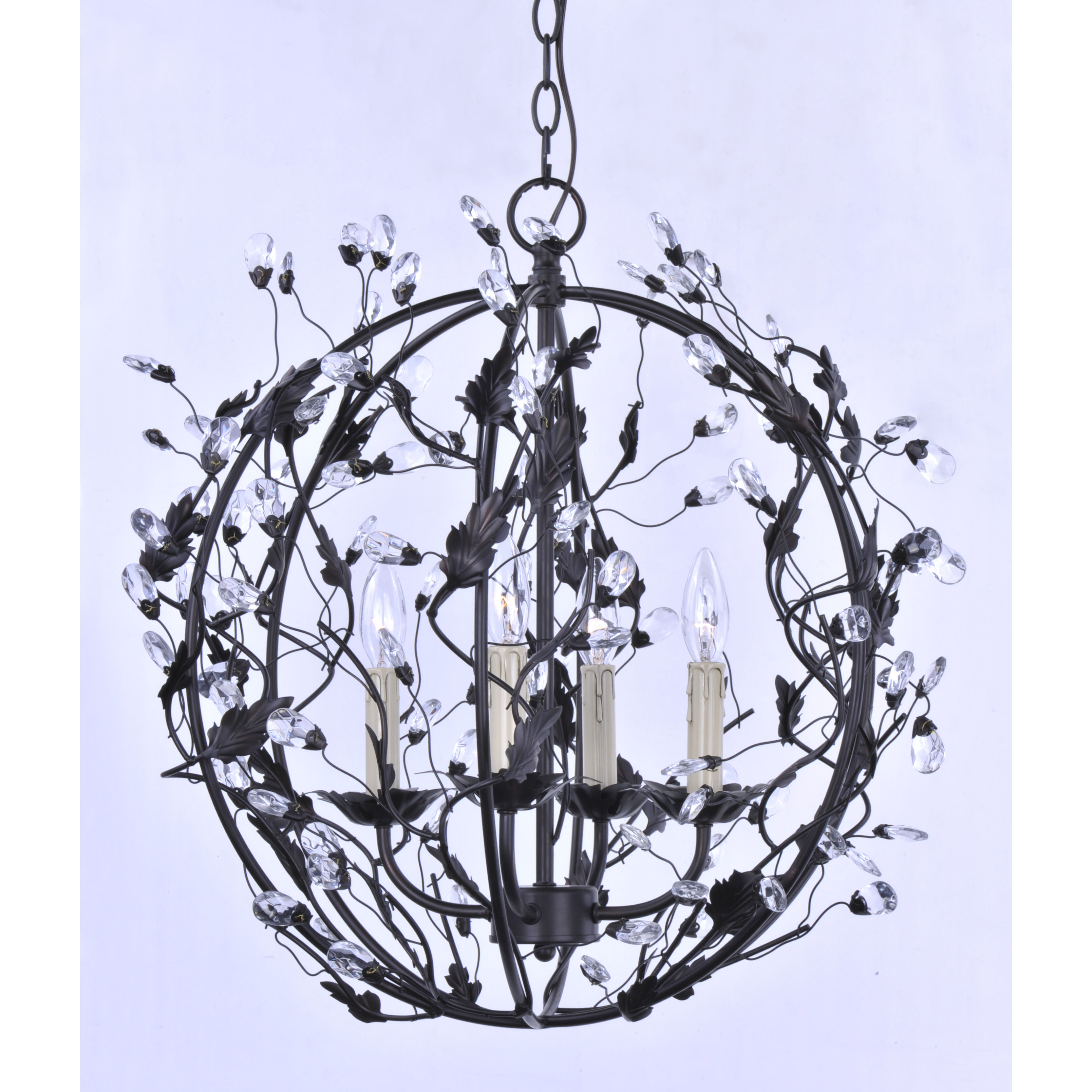 Elegante 3 Light 19 inch Oil Rubbed Bronze Mini Chandelier Ceiling Light