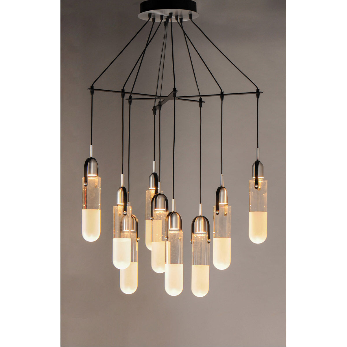 Capsule LED 33 inch Black and Brushed Aluminum Multi-Light Pendant Ceiling Light