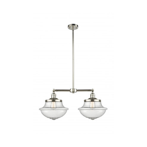 Franklin Restoration Large Oxford LED 25 inch Polished Nickel Chandelier Ceiling Light in Seedy Glass, Franklin Restoration
