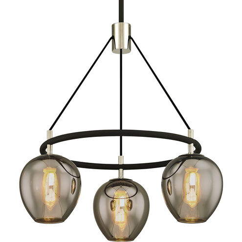 Iliad 3 Light 26 inch Textured Black and Polish Nickel Chandelier Ceiling Light