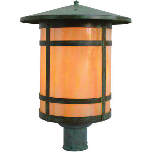 Berkeley 1 Light 15 inch Antique Copper Post Mount in Off White