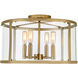 Bryant 4 Light 16 inch Satin Brass Semi-Flush Mount Ceiling Light