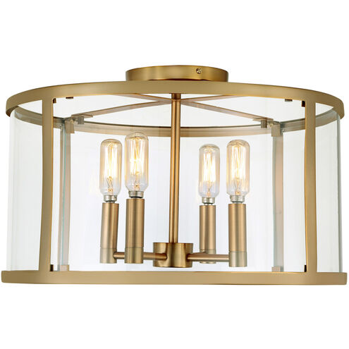 Bryant 4 Light 16 inch Satin Brass Semi-Flush Mount Ceiling Light