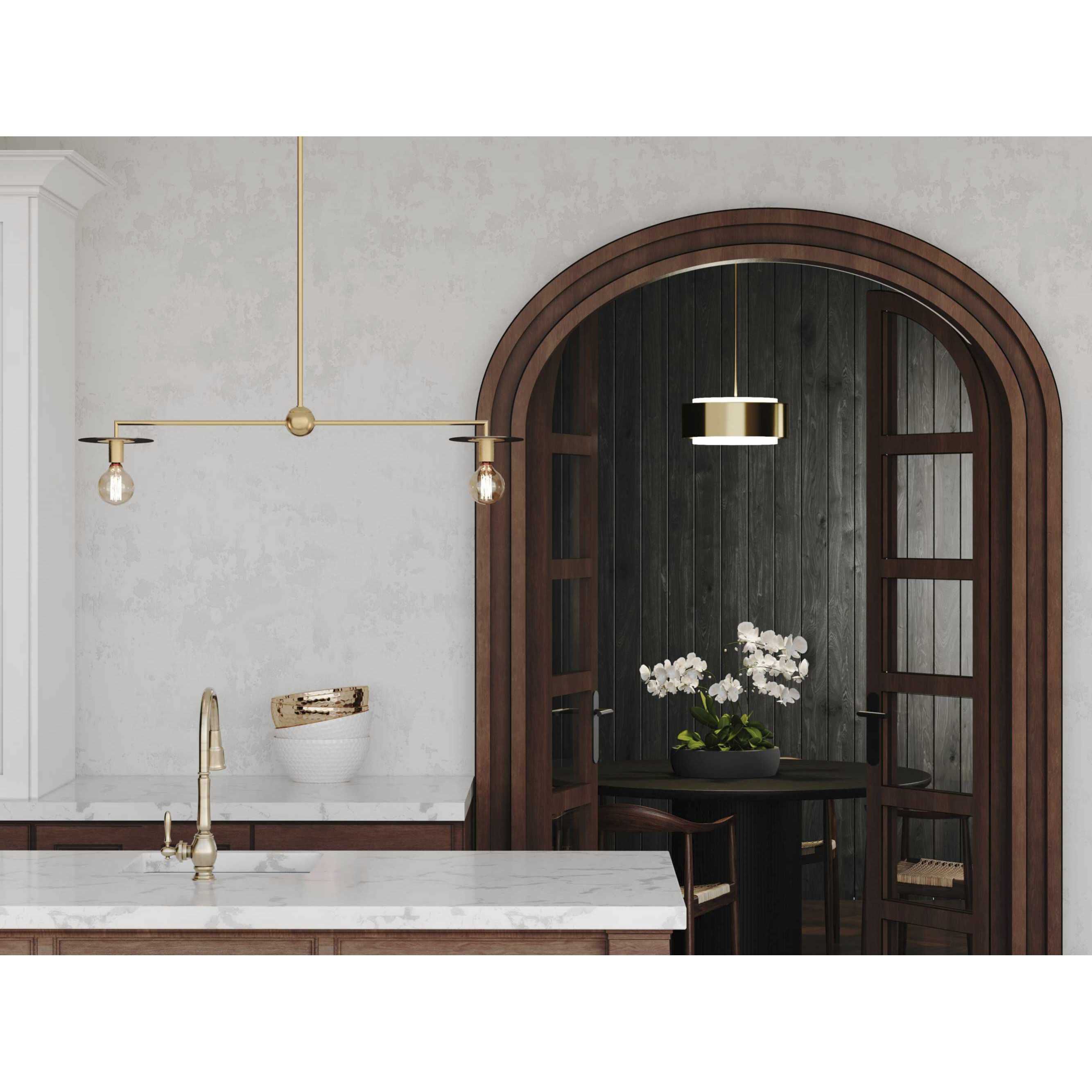 Trimble 2 Light 44 inch Brushed Bronze Linear Chandelier Ceiling Light, Design Series