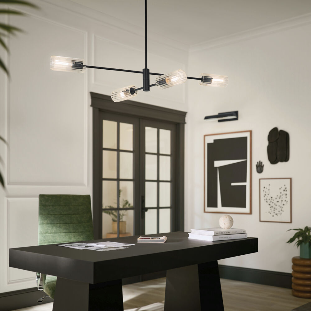 Velestino 4 Light 5.25 inch Black Chandelier Linear Ceiling Light