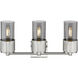Bolivar 3 Light 20.5 inch Satin Nickel Bath Vanity Light Wall Light in Plated Smoke Glass
