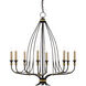 Folgate 8 Light 29 inch French Black/Gold Leaf Chandelier Ceiling Light, Small