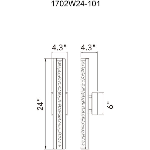 Fiji LED 24 inch Black Outdoor Wall Light