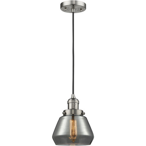 Franklin Restoration Fulton 1 Light 7 inch Brushed Satin Nickel Mini Pendant Ceiling Light in Incandescent, Plated Smoke, Franklin Restoration