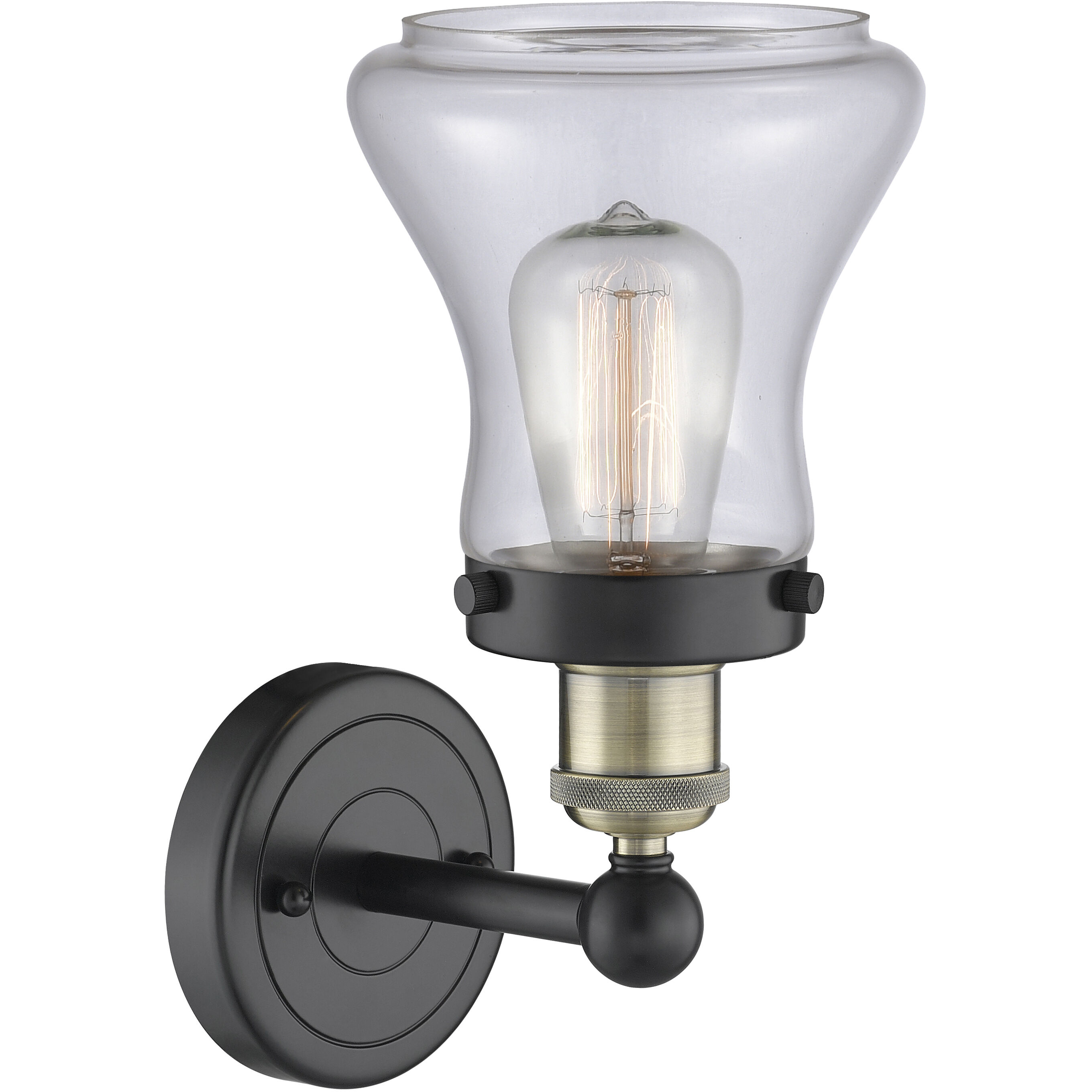 Bellmont Sconce Wall Light in Black Antique Brass, Clear