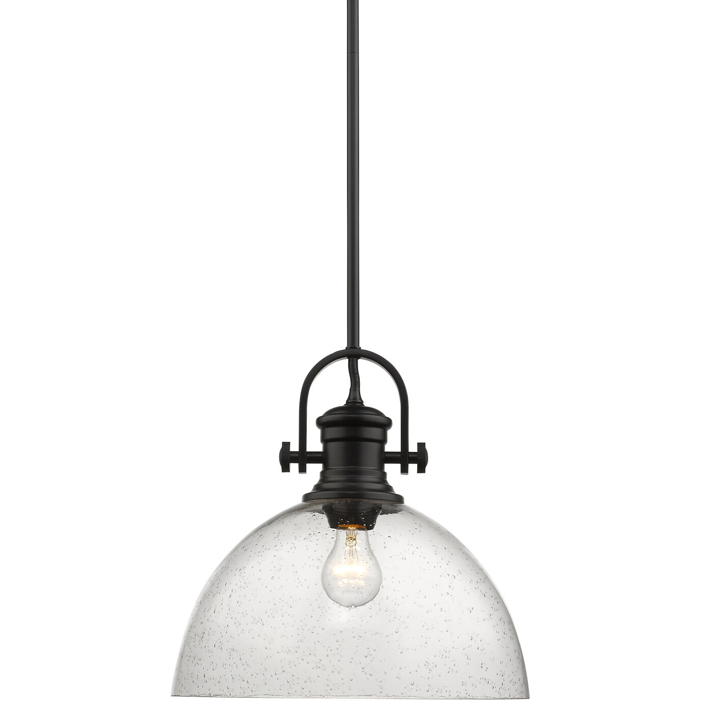 Yep Hines 1 Light 13.5 inch Matte Black Pendant Ceiling Light in Seeded Glass, Large