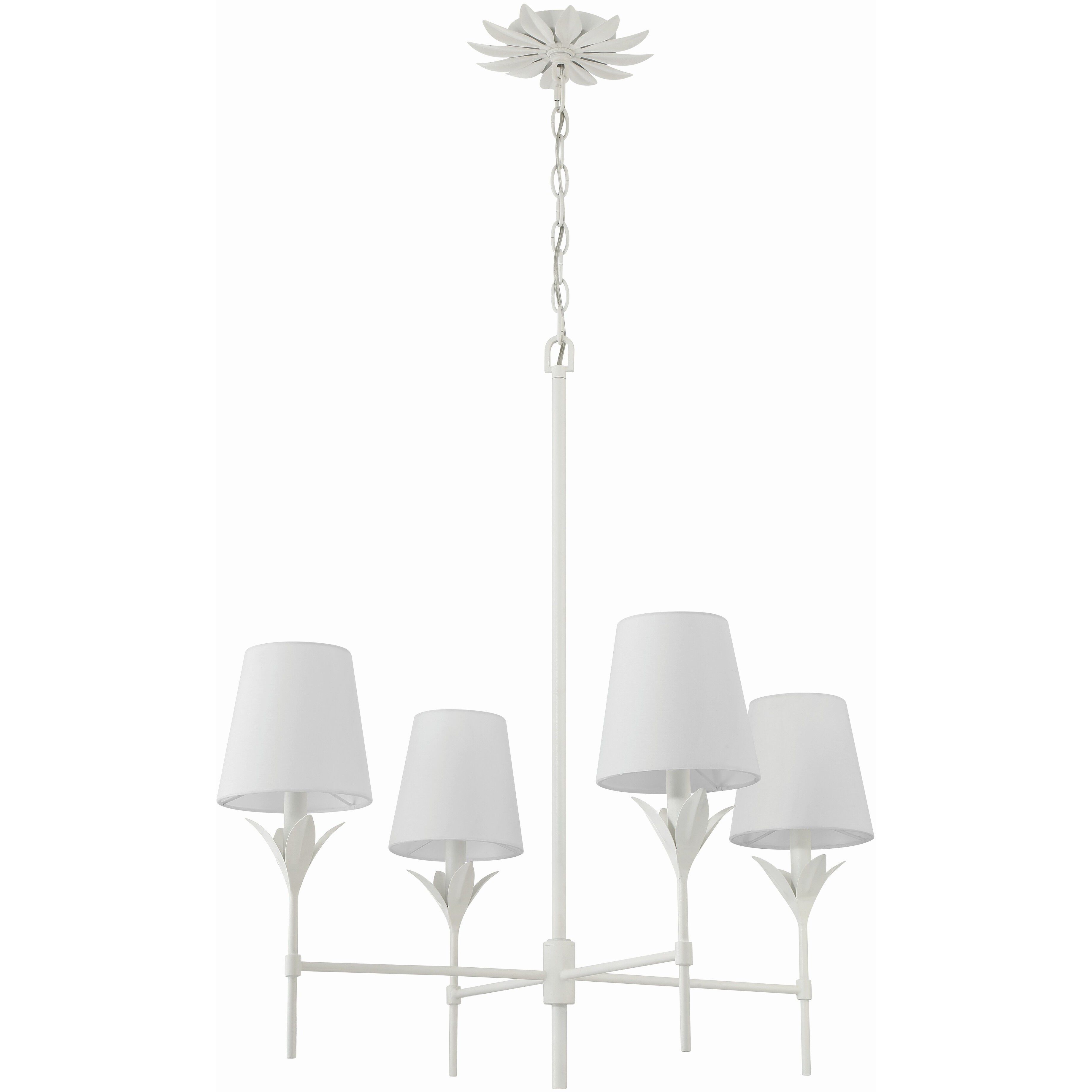 Broche 4 Light 28 inch Matte White Chandelier Ceiling Light